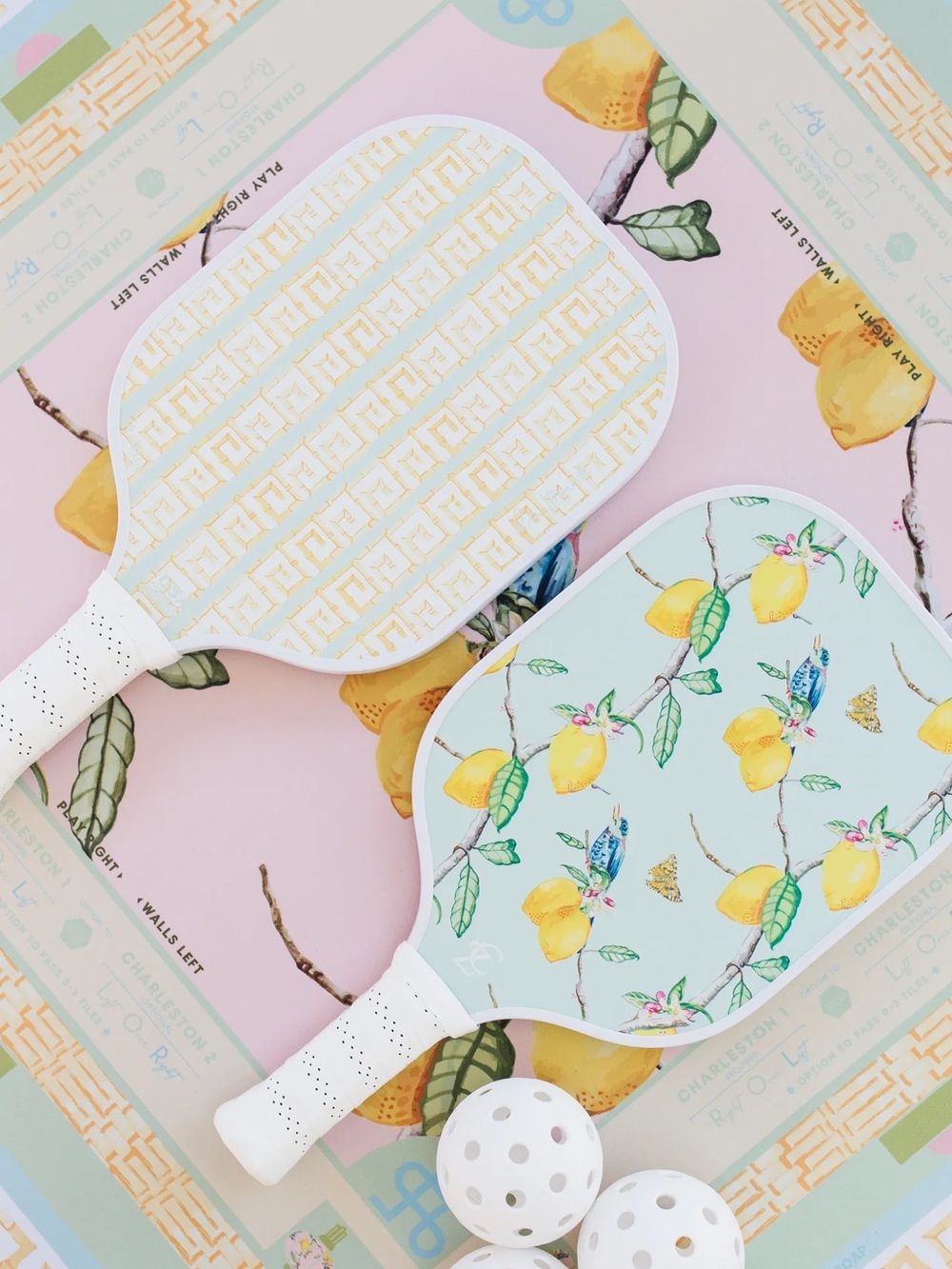 la point Lemon Print Paddleball Paddle - White & Mint